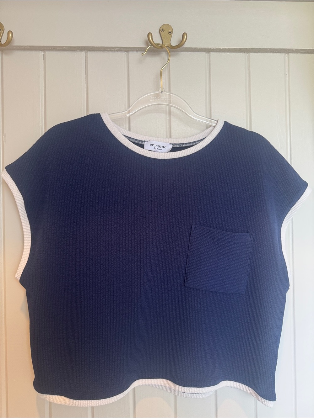 EESOME Navy Top with White Trim Size L